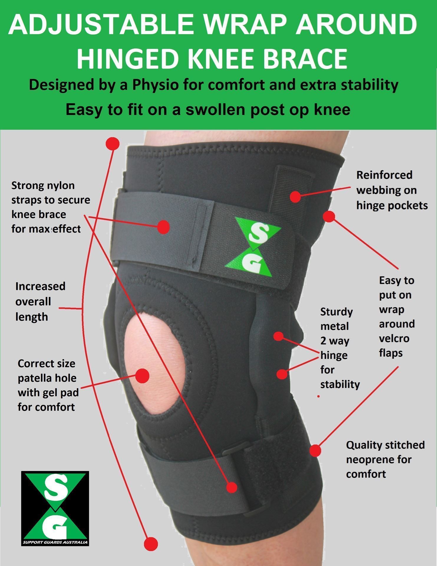 knee brace,post knee, surgery brace-Kinesio Tape, Ankle Guards, Injury ...